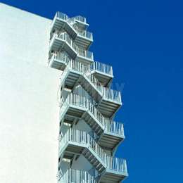 Outdoor fire escape staircase high-rise building Outdoor fire escape staircase used for high-rise buldings